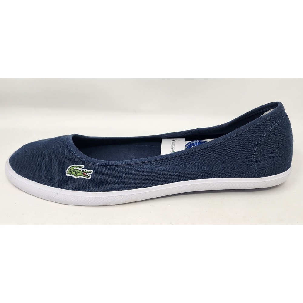 Lacoste Sport Marthe Ballet Flats Shoe Women's 10 Slip On Navy Canvas Preppy